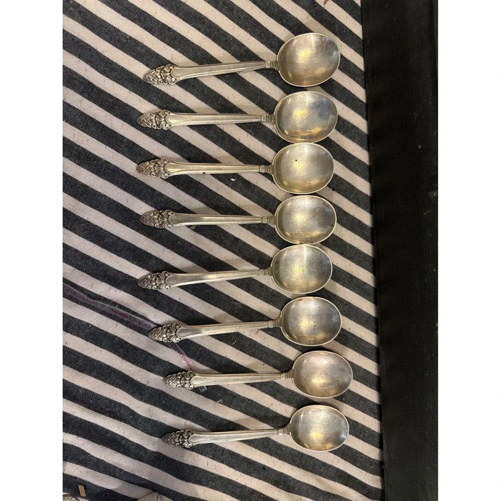 Gorham Sovereign Sterling Silver Cream Soup Spoons Set of 8 Art Nouveau Antique